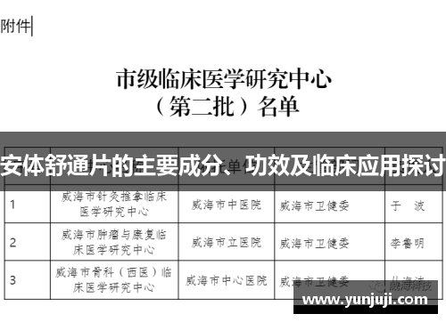 安体舒通片的主要成分、功效及临床应用探讨